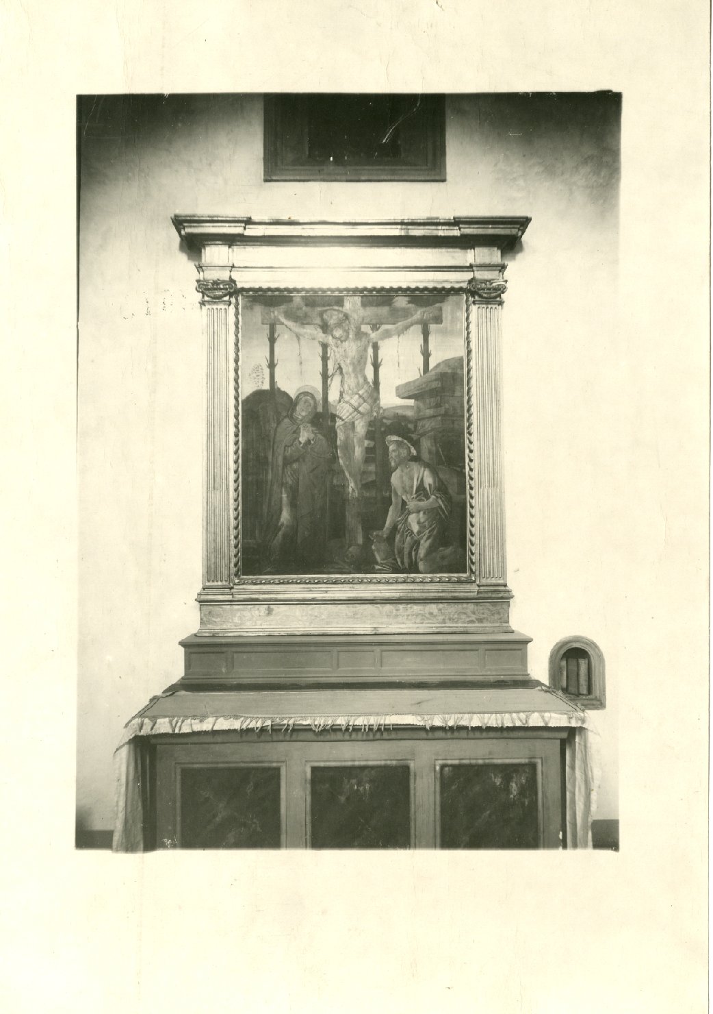 Cristo crocifisso tra la Madonna e San Girolamo - Dipinti (positivo) di Sellaio, Jacopo del, Botticelli, Sandro (scuola), Anonimo (XX)