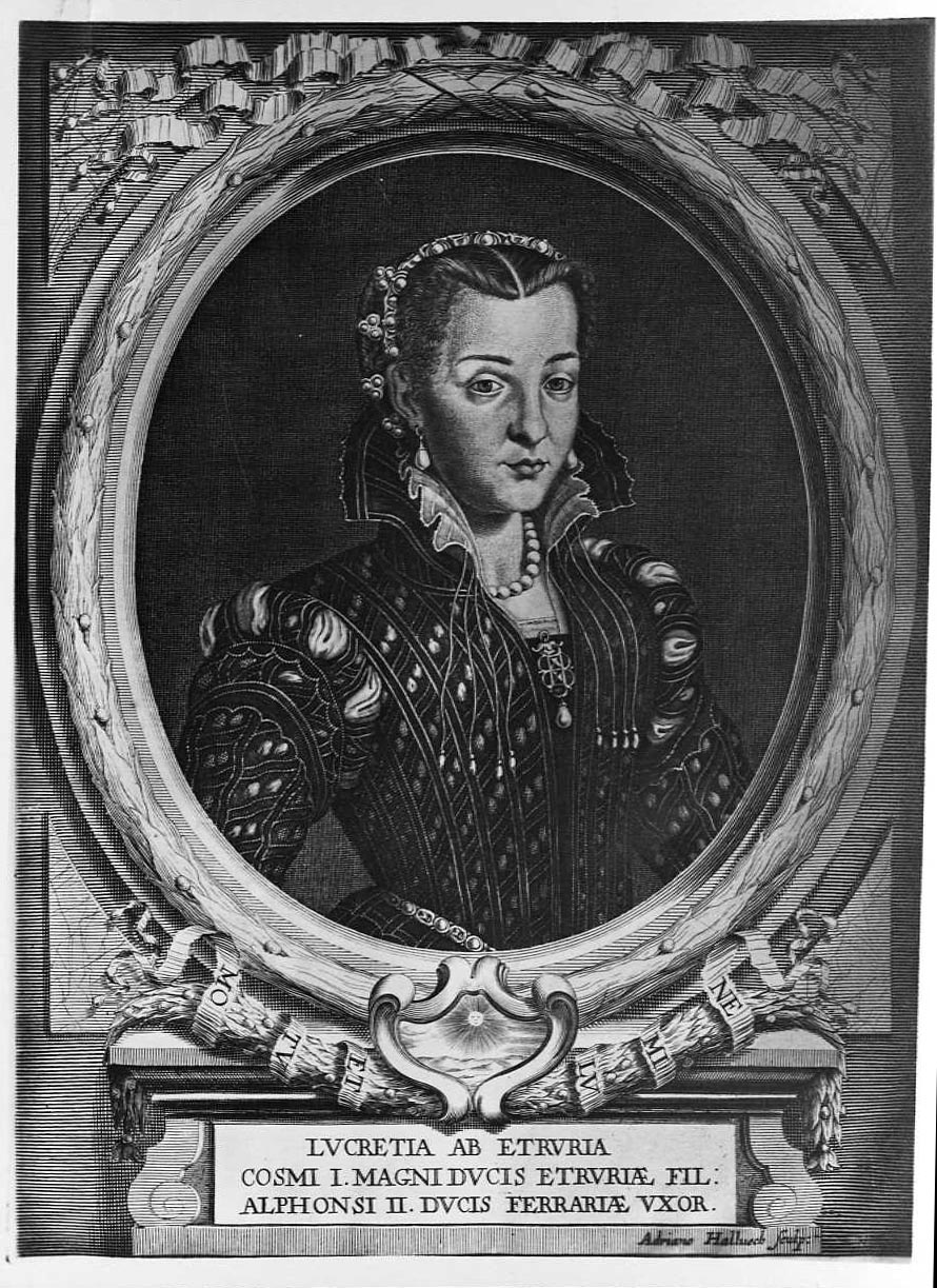 Ritratto di Lucrezia di Cosimo de'Medici - Incisioni (positivo) di Halluech, Adriano, Bronzino, il, Anonimo (XX)