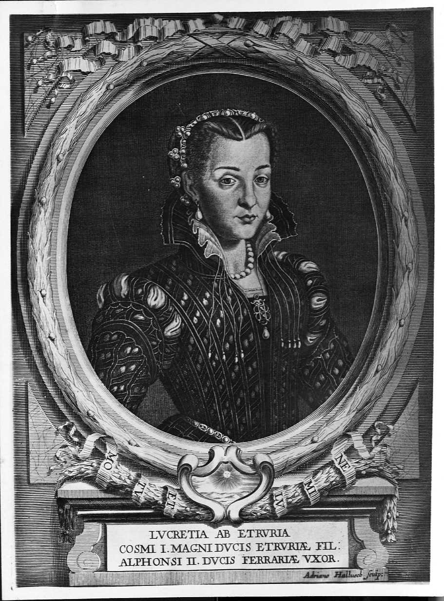 Ritratto di Lucrezia di Cosimo de'Medici - Incisioni (positivo) di Halluech, Adriano, Bronzino, il, Anonimo (XX)