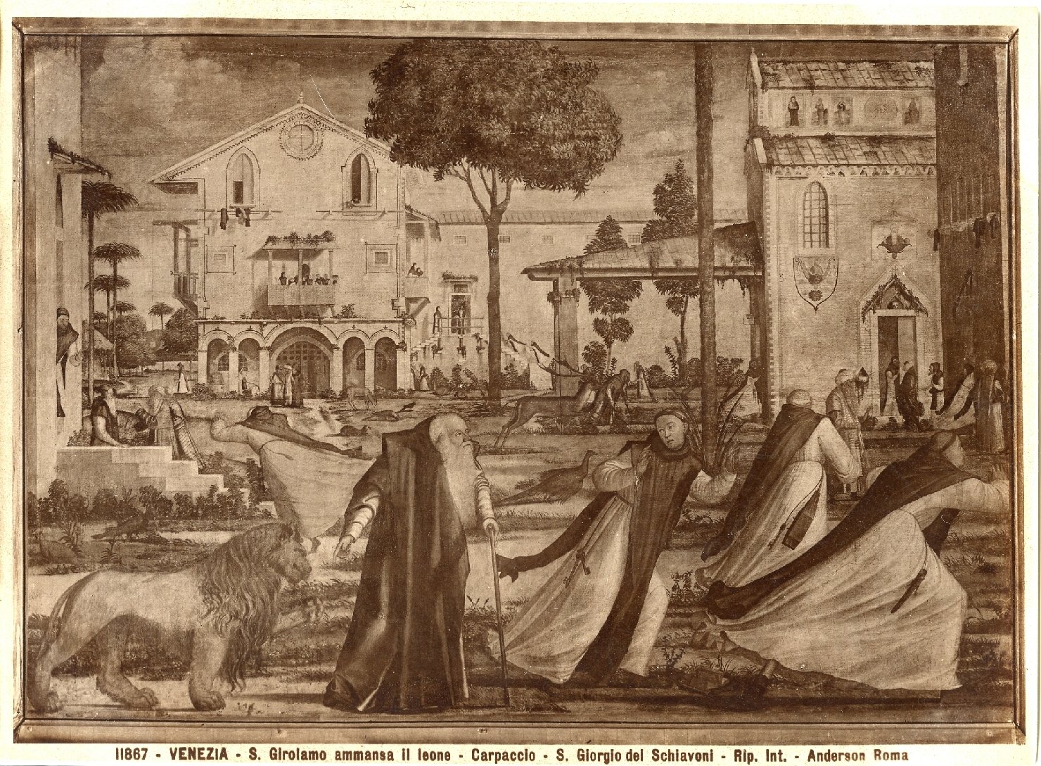 San Gerolamo e il leone nel monastero - Dipinti (positivo) di Carpaccio, Vittore, Anderson, Domenico (ditta) (XIX/ XX)