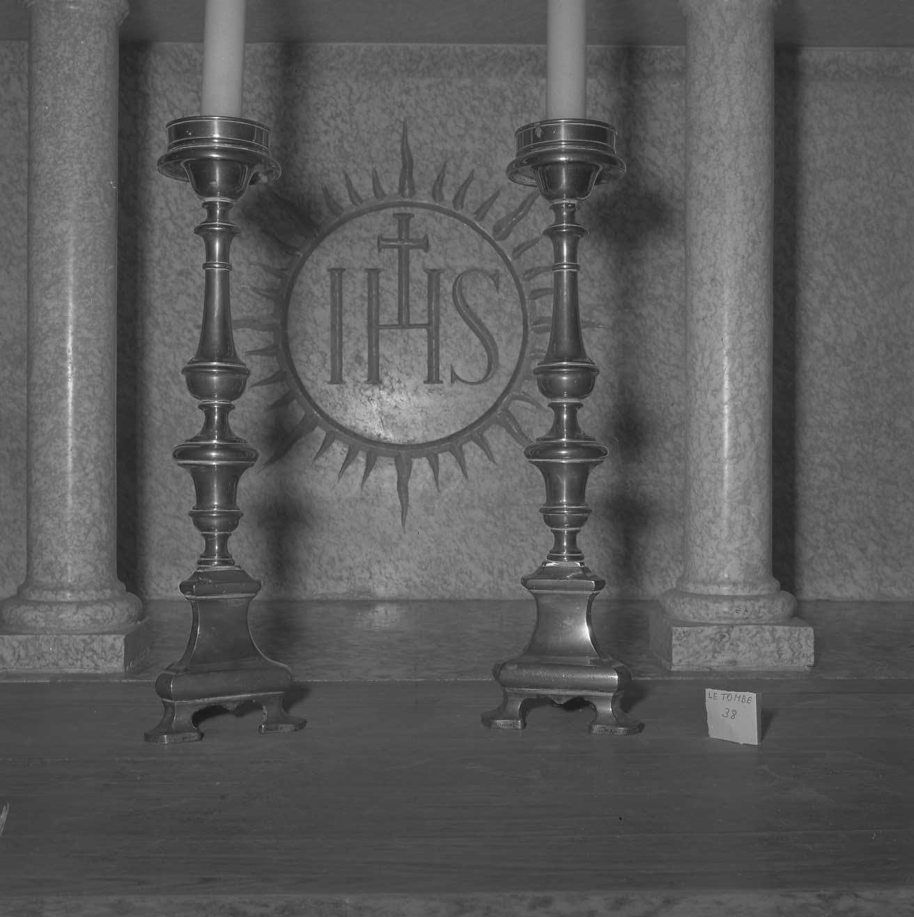 candeliere da chiesa, serie - bottega italiana (sec. XIX)