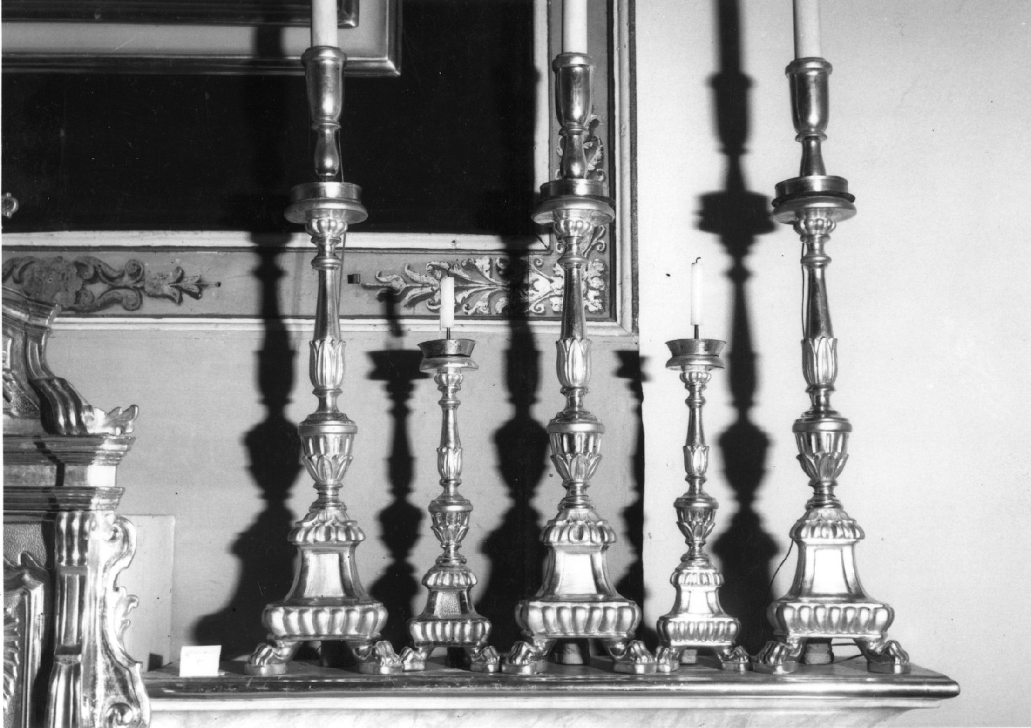 candeliere d'altare, serie - bottega imolese (fine sec. XVIII)
