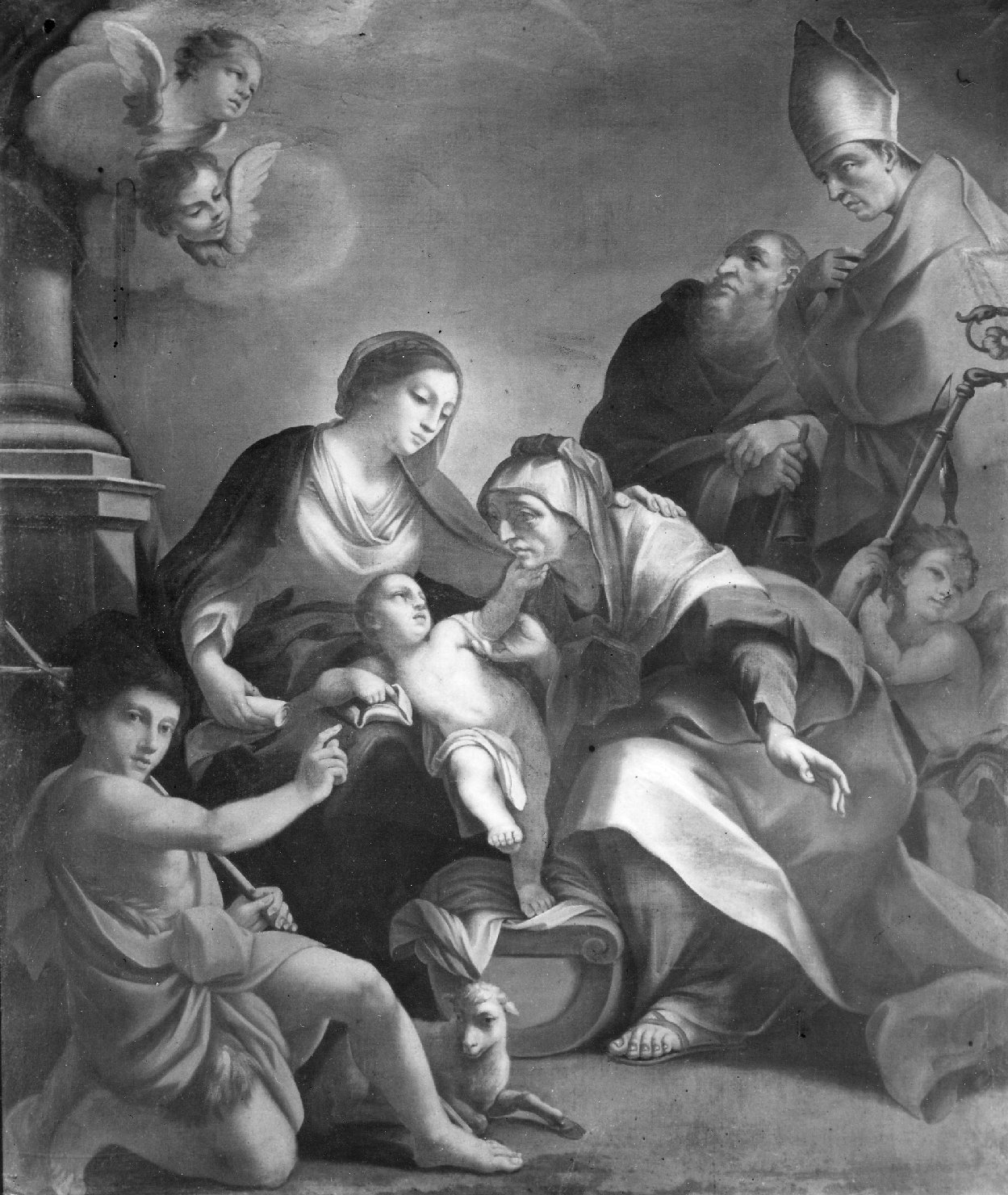 Madonna con Bambino/ Santa/ San Giovanni/ Sant'Antonio abate (dipinto) - ambito emiliano (?) (sec. XVIII)