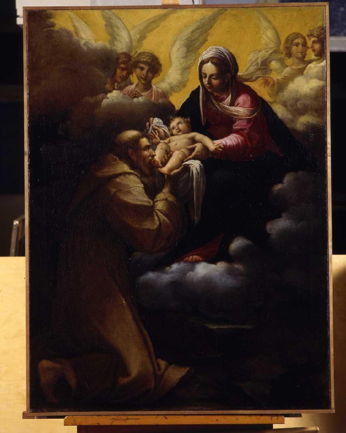 visione di San Francesco d'Assisi alla Porziuncola (dipinto) di Carracci Ludovico (scuola) (inizio sec. XVII)