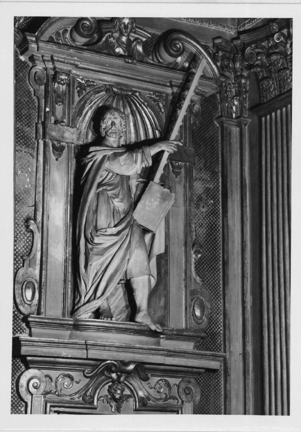San Simone apostolo (statua, elemento d'insieme) di Tedeschi Giovanni detto Todeschino (sec. XVII)