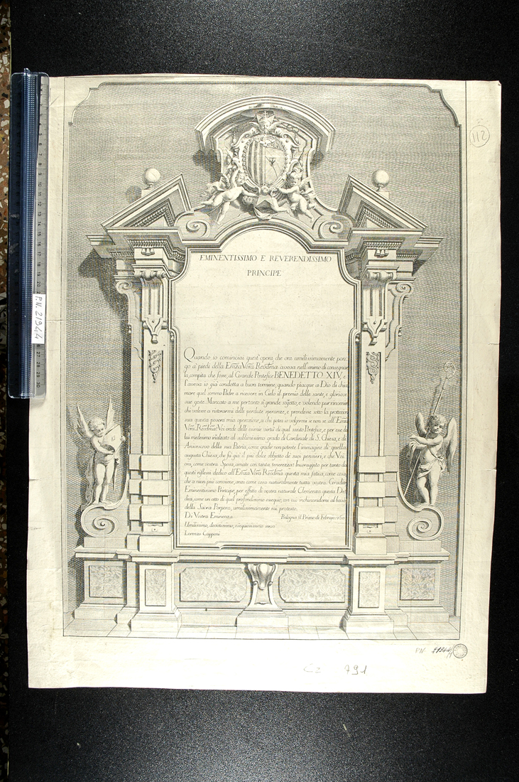 monumento con iscrizione (stampa) di Capponi Lorenzo (sec. XVIII)