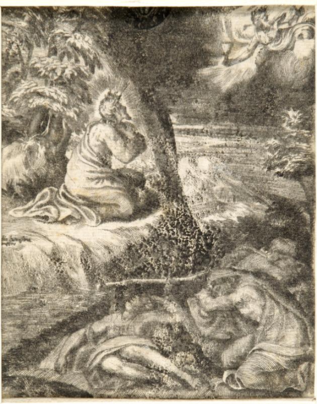 orazione di Cristo nell'orto di Getsemani (stampa smarginata) di Bonasone Giulio (sec. XVI)