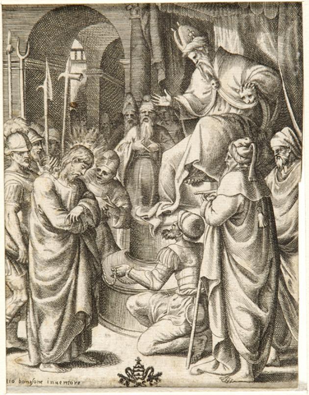 Cristo davanti ad Anna (stampa smarginata) di Bonasone Giulio (sec. XVI)