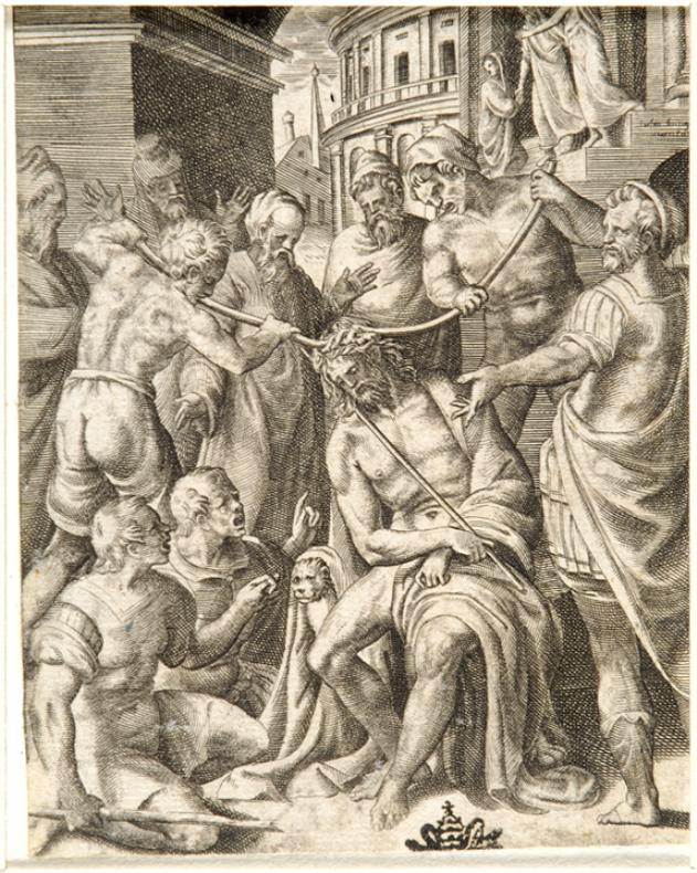 Cristo coronato di spine (stampa smarginata) di Bonasone Giulio (sec. XVI)