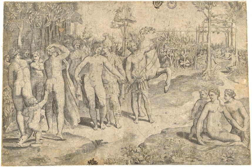 Ruggiero nel giardino di Alcina (stampa smarginata) di Bonasone Giulio (sec. XVI)