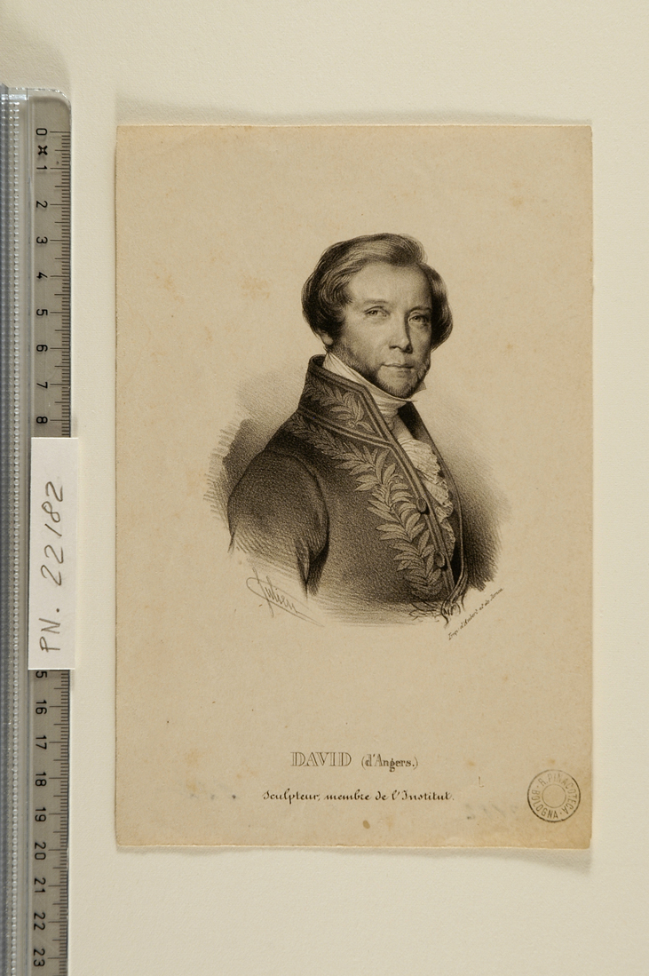 ritratto di David d'Angers (stampa) di Julien Bernard Romain (sec. XIX)