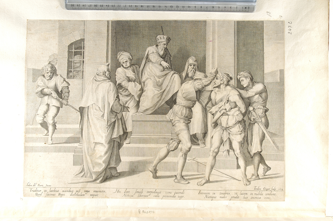 arresto di San Giovanni Battista (stampa smarginata) di Kruger Dietrich, Andrea del Sarto (sec. XVII)