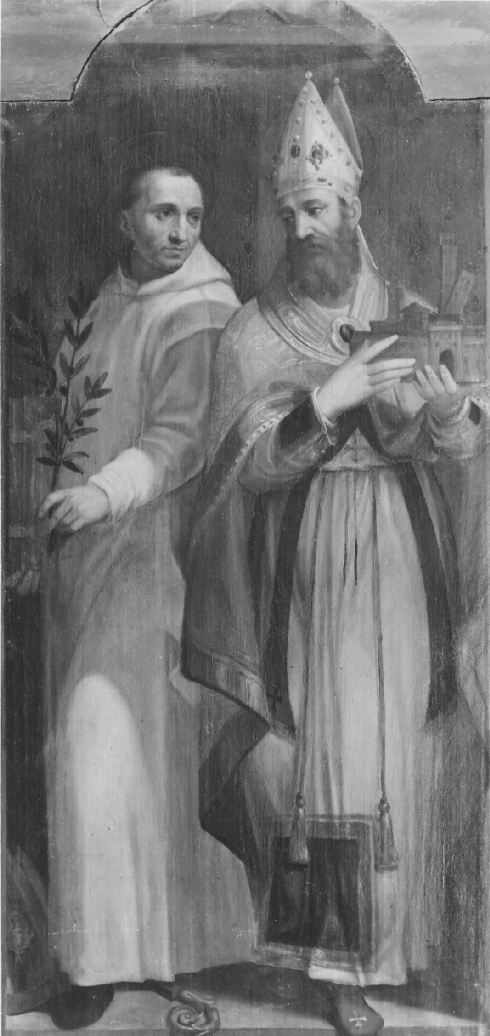beato Nicolò Albergati e san Petronio (dipinto) di Sabatini Lorenzo detto Lorenzino da Bologna (sec. XVI)
