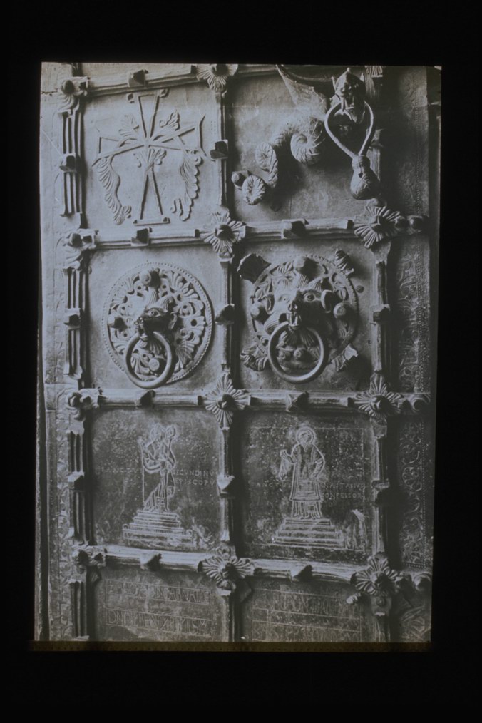 Scultura/ Porta bronzea della Cattedrale/ Troja (Foggia) (diapositiva) di Istituto Minerva - ambito romanico (XX)