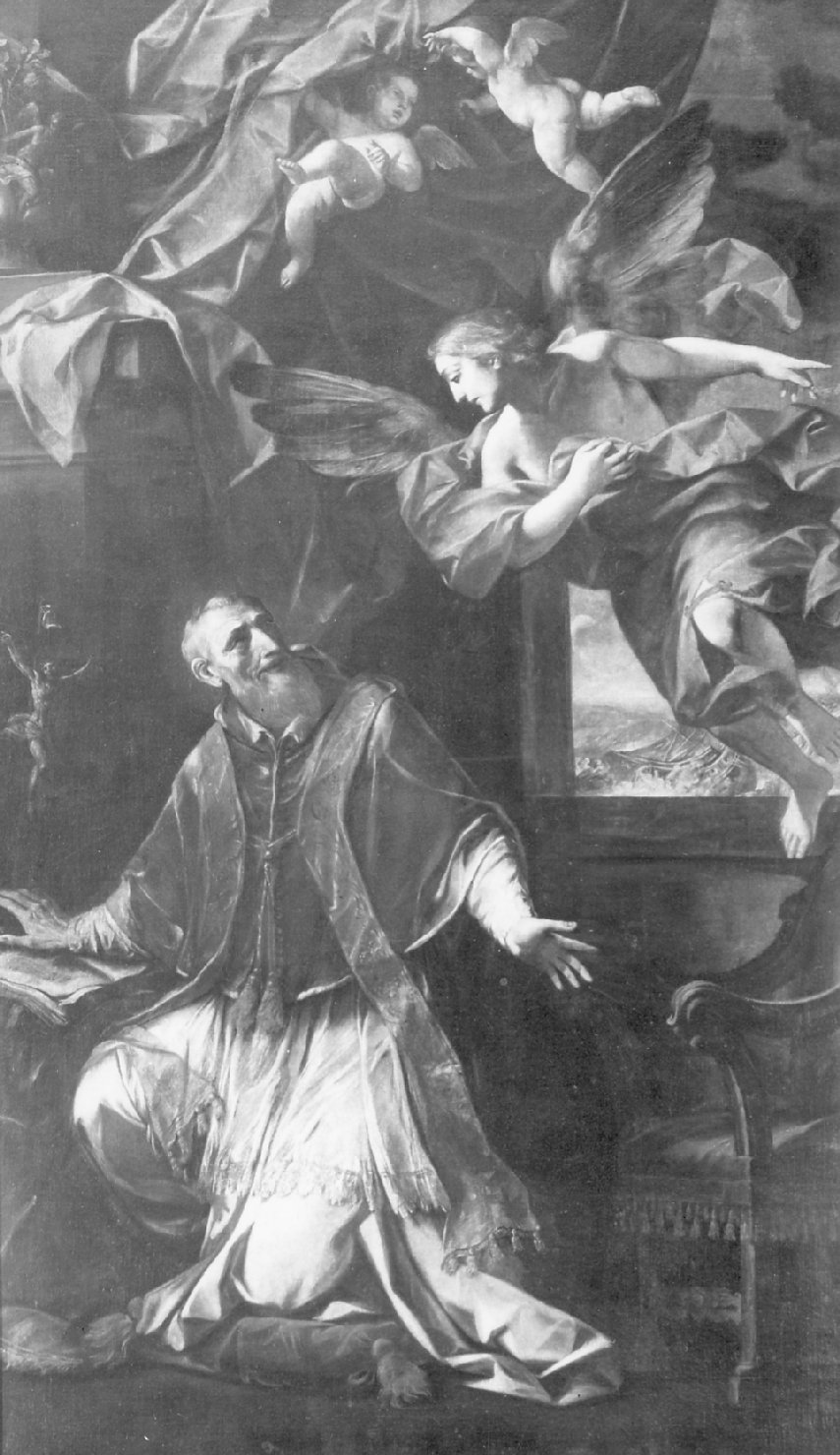 Papa Pio V e l'angelo (dipinto) di Torelli Felice (sec. XVIII)