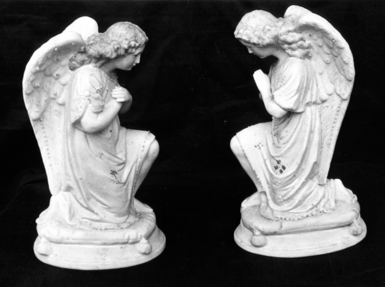 angeli (statuetta devozionale, coppia) - produzione bolognese (fine/inizio secc. XIX/ XX)