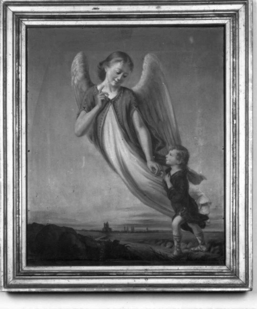 angelo custode con bambino (dipinto) - ambito emiliano (inizio sec. XX)