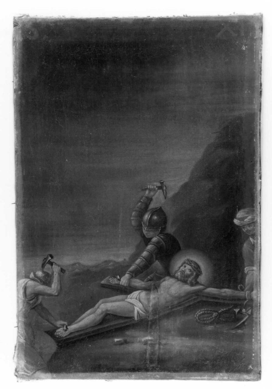 stazione XI: Gesù inchiodato alla croce (dipinto) - ambito emiliano (secondo quarto sec. XVIII)