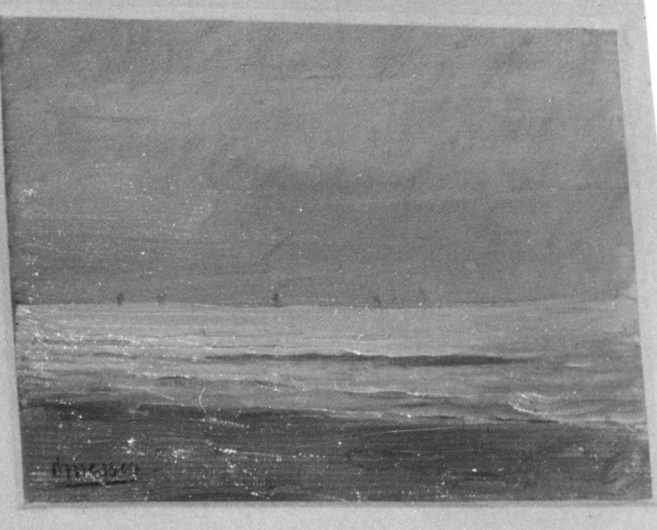 marina al tramonto (dipinto) di Messori Orfeo (sec. XX)