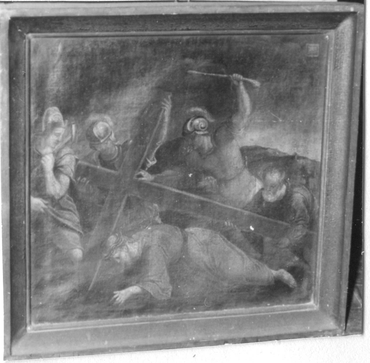Cristo cade sotto la croce (dipinto) - ambito emiliano (prima metà sec. XVIII)