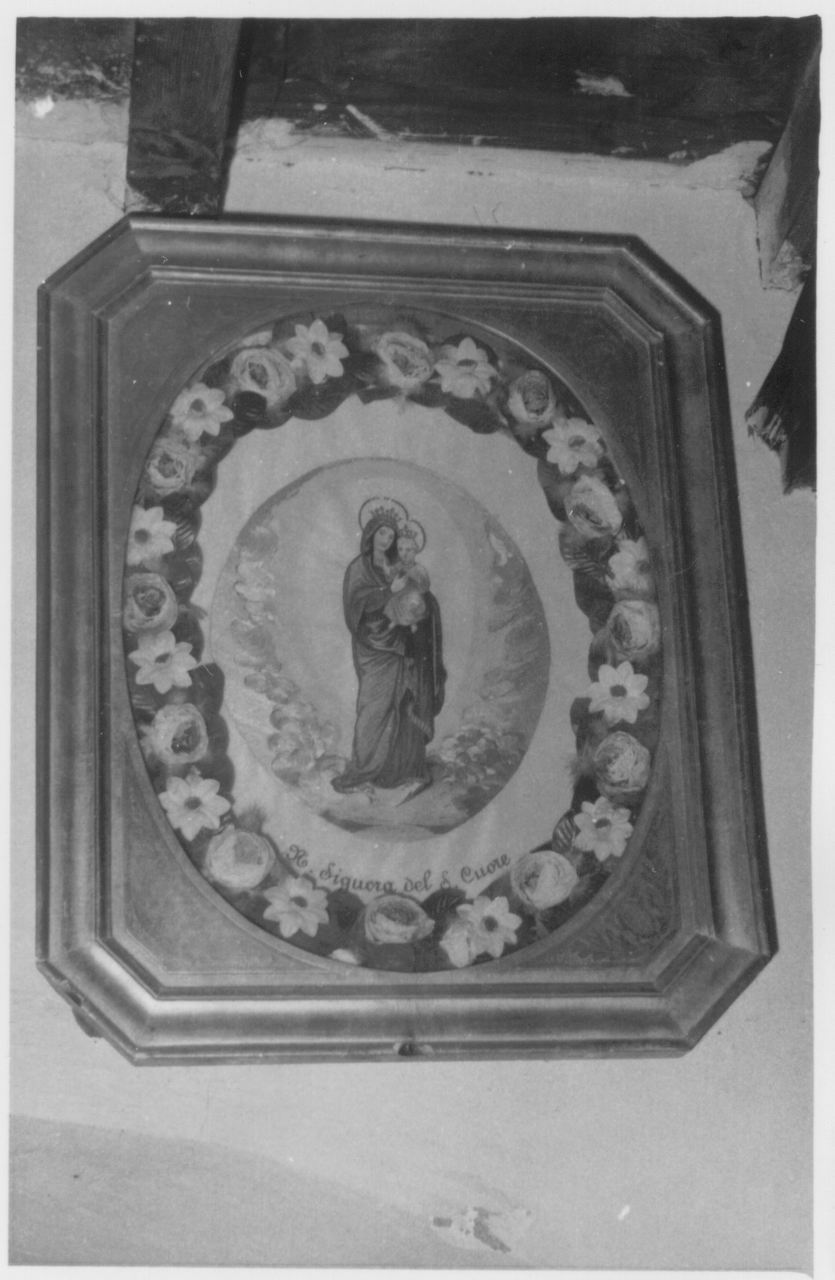 Nostra Signora del S. Cuore, Madonna con Bambino (decorazione a ricamo) - manifattura italiana (seconda metà sec. XIX)