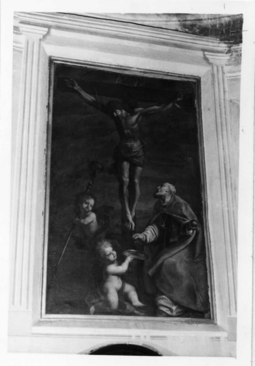 San Terenziano in adorazione di Cristo crocifisso (dipinto) - ambito reggiano (seconda metà sec. XVII)