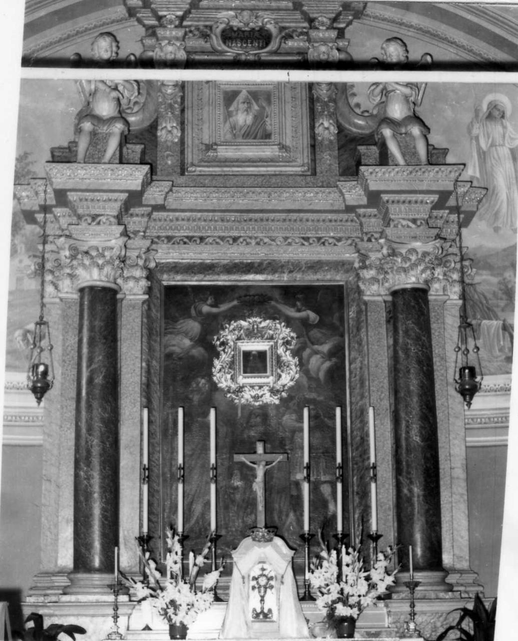 gloria di Angeli incoronanti e San Paolo, San Leonardo limosino, San Donnino (dipinto) - ambito bolognese (seconda metà sec. XVII)