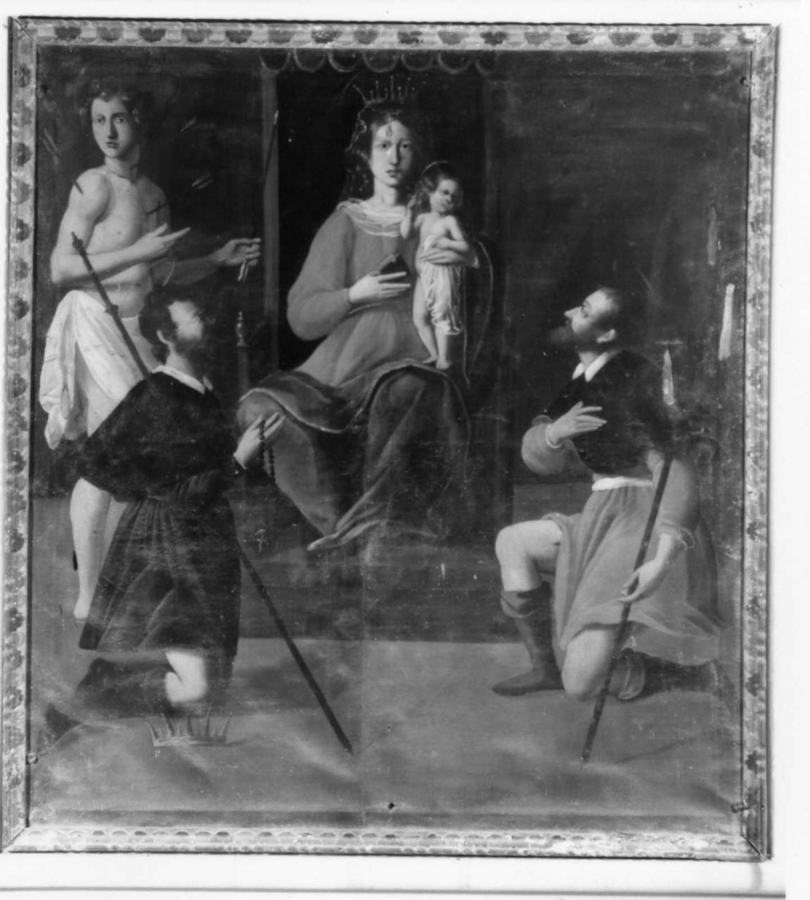 Madonna in trono con Bambino, san Sebastiano, San Pellegrino e San Rocco (dipinto) - ambito modenese (prima metà sec. XVII)