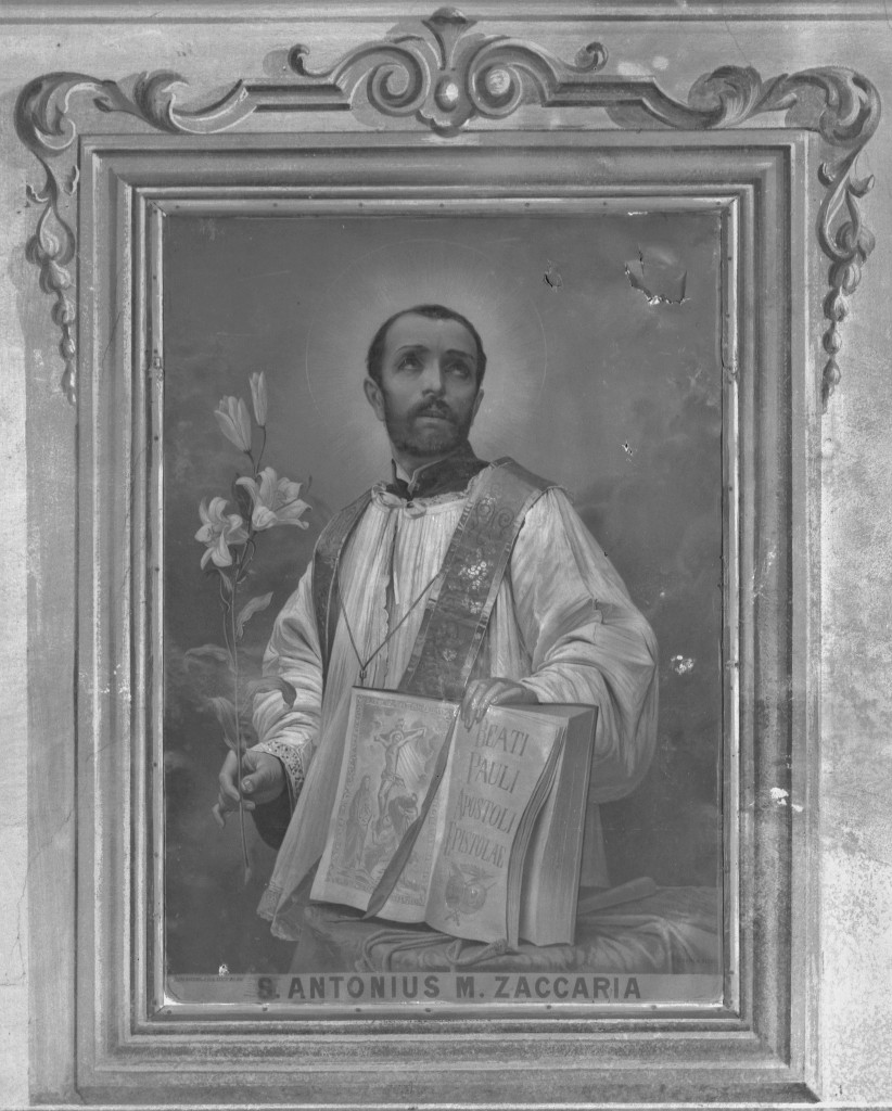 ritratto di Sant'Antonio M. Zaccaria (santino) di Gualassini G (primo quarto sec. XX)