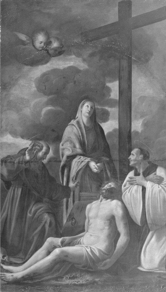 Pietà con San Bernardo (?) e San Macario (dipinto) - ambito modenese (primo quarto sec. XIX)