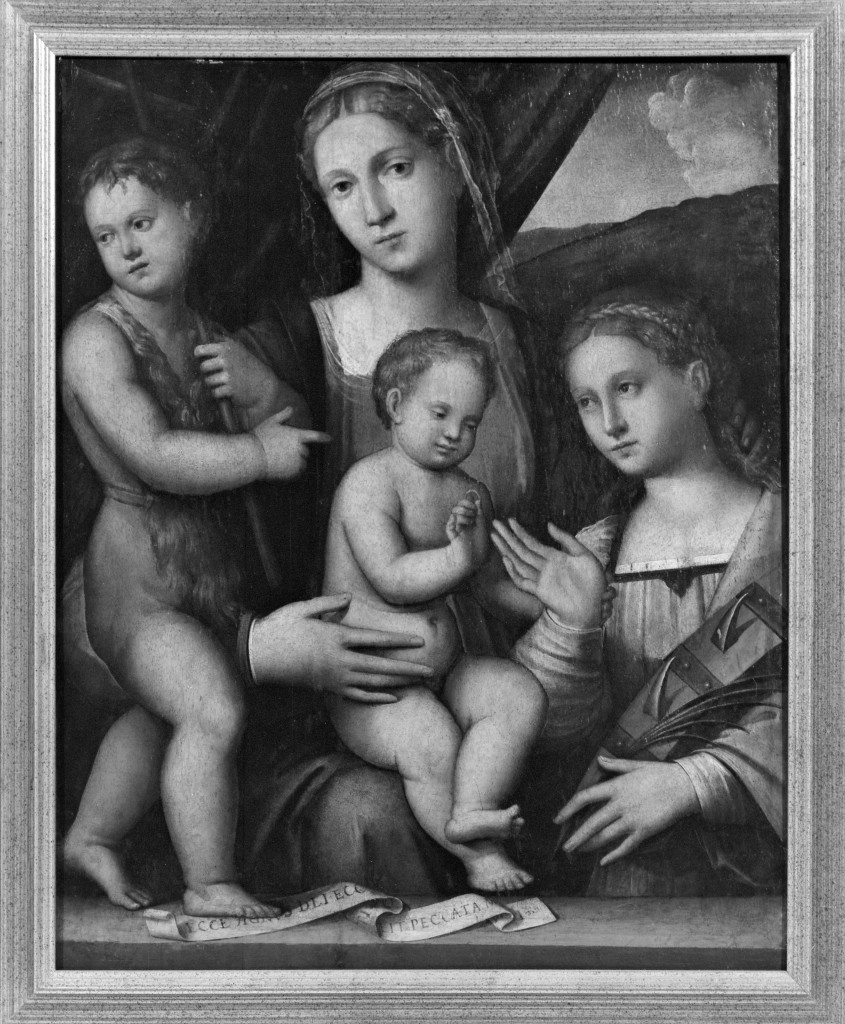 matrimonio mistico di Santa Caterina (dipinto) di Raibolini Giacomo detto Francia (attribuito), Raibolini Giulio detto Francia (attribuito) (inizio sec. XVI)