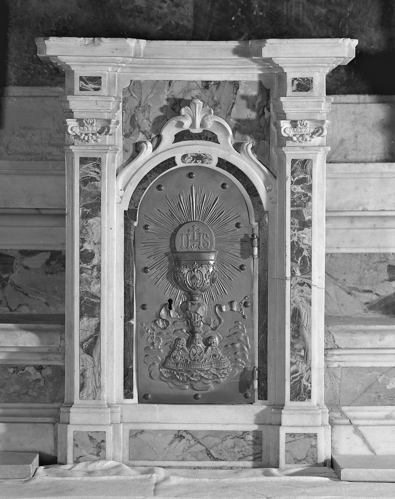 tabernacolo - a frontale architettonico - manifattura carrarese (metà sec. XVIII)
