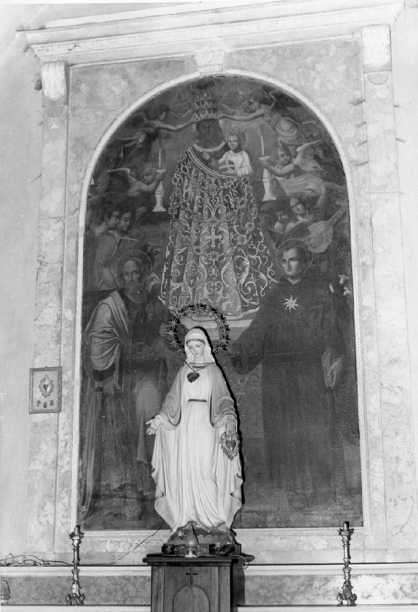 Madonna di Loreto con San Giacomo, San Nicola da Tolentino e angeli (dipinto) - ambito bolognese (inizio sec. XVII)