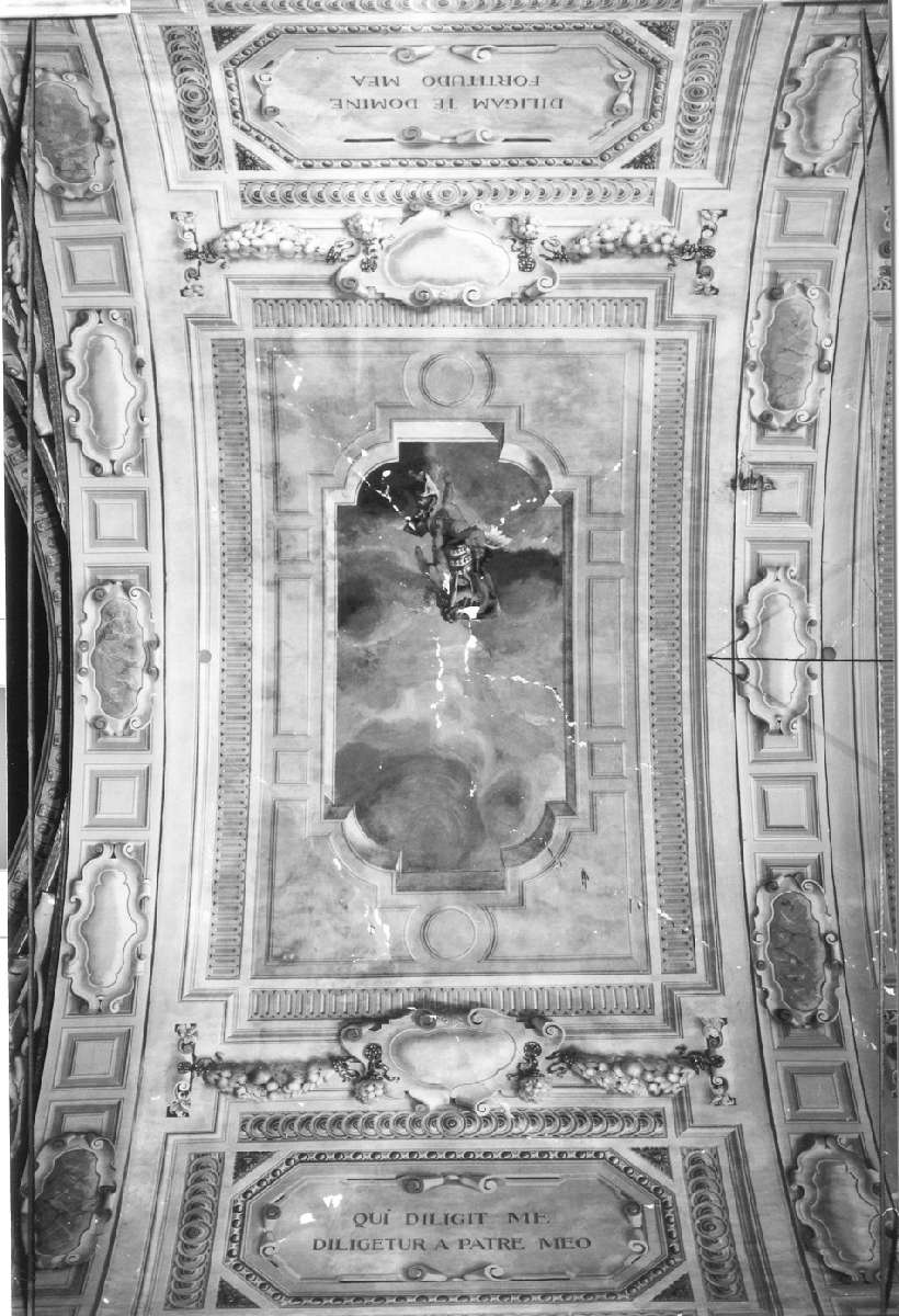 cielo con putti alati che reggono una tiara (dipinto, ciclo) di Govi Anselmo (secondo quarto sec. XX)