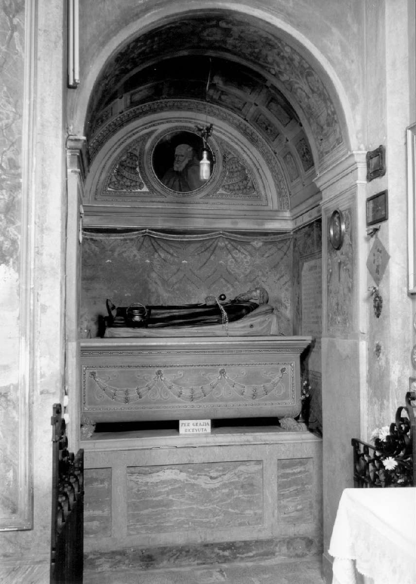 ritratto di P. Lorenzo da Zibello, motivi a cassettoni e a finta tappezzeria (decorazione) - ambito reggiano (sec. XX)