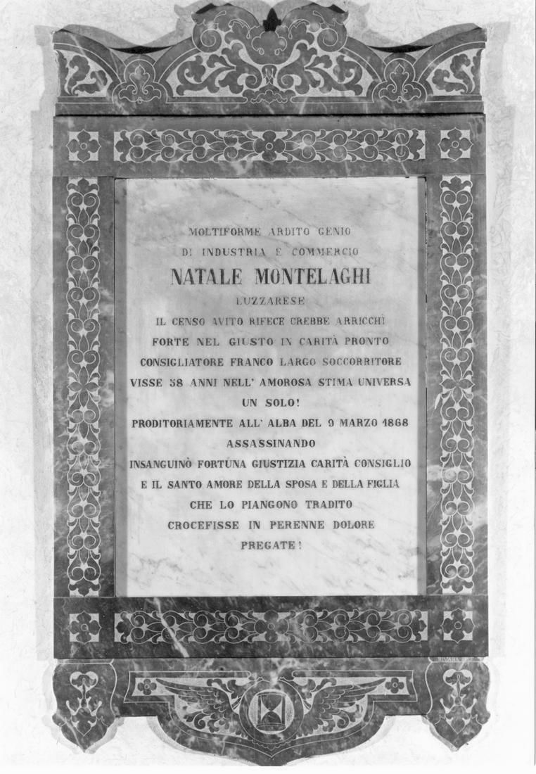lapide commemorativa - manifattura emiliana (sec. XIX)