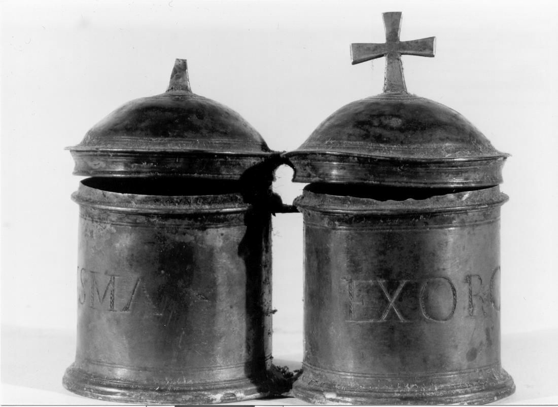 vasetti per oli santi, insieme - manifattura emiliano-lombarda (sec. XVIII)