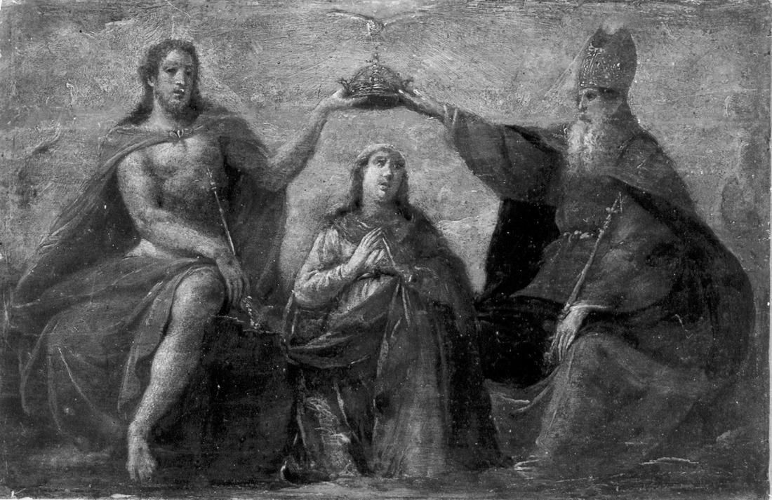 incoronazione di Maria Vergine (dipinto, elemento d'insieme) - ambito emiliano-lombardo (seconda metà sec. XVII)