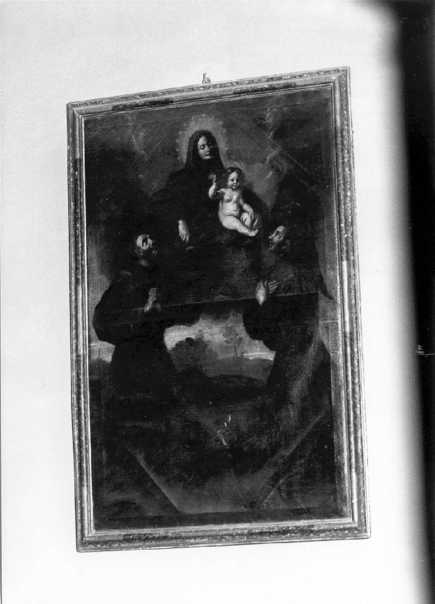 Madonna con Bambino in gloria con San Francesco d'Assisi e Sant'Antonio da Padova (dipinto) - ambito emiliano (terzo quarto sec. XVII)