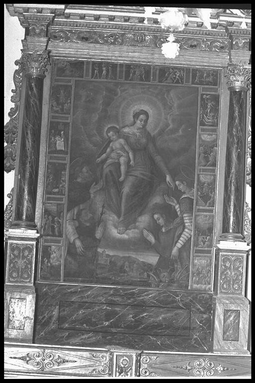 Misteri del Rosario; Madonna con Bambino con San Domenico, Santa Margherita e devoti (dipinto) - ambito modenese (sec. XVII)