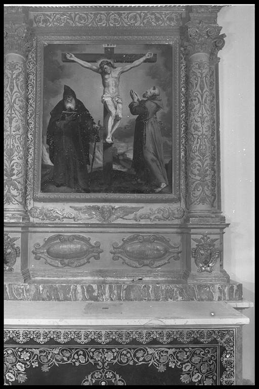 Crocifissione con San'Antonio Abate e San Francesco (dipinto) - ambito emiliano (prima metà sec. XVII)