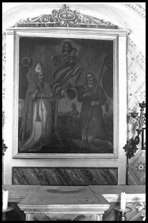 Vergine in gloria tra San Geminiano e San Pellegrino (dipinto) - ambito emiliano (sec. XVIII)