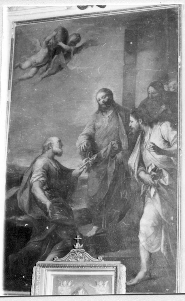 Cristo consegna le chiavi a San Pietro (dipinto) di Vellani Francesco (sec. XVIII)