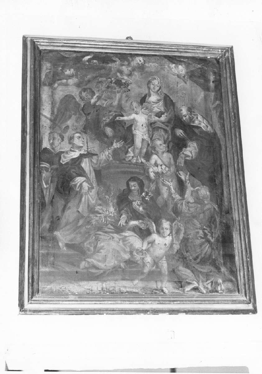 Madonna del Rosario con San Domenico, Santa Rosa, due Santi domenicani, Santa Lucia e Santa Apollonia (dipinto) - ambito parmense (metà sec. XVIII)