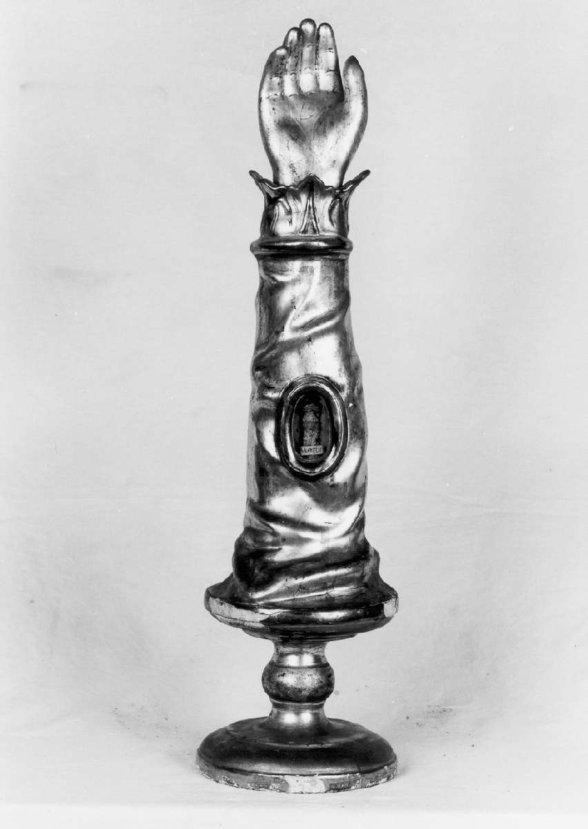 reliquiario antropomorfo - a braccio, serie - manifattura emiliana (metà sec. XIX)