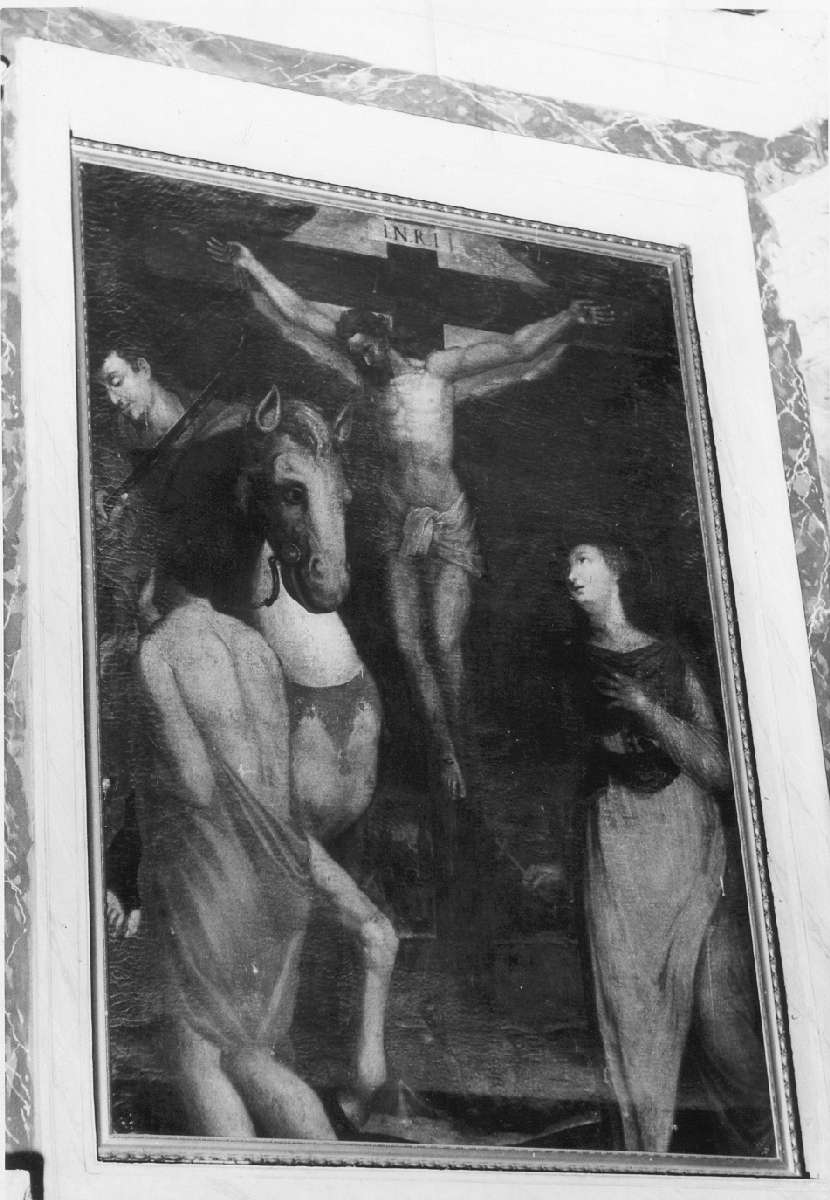 Cristo crocifisso con San Martino e Santa Margherita (dipinto) - ambito reggiano (sec. XVII)