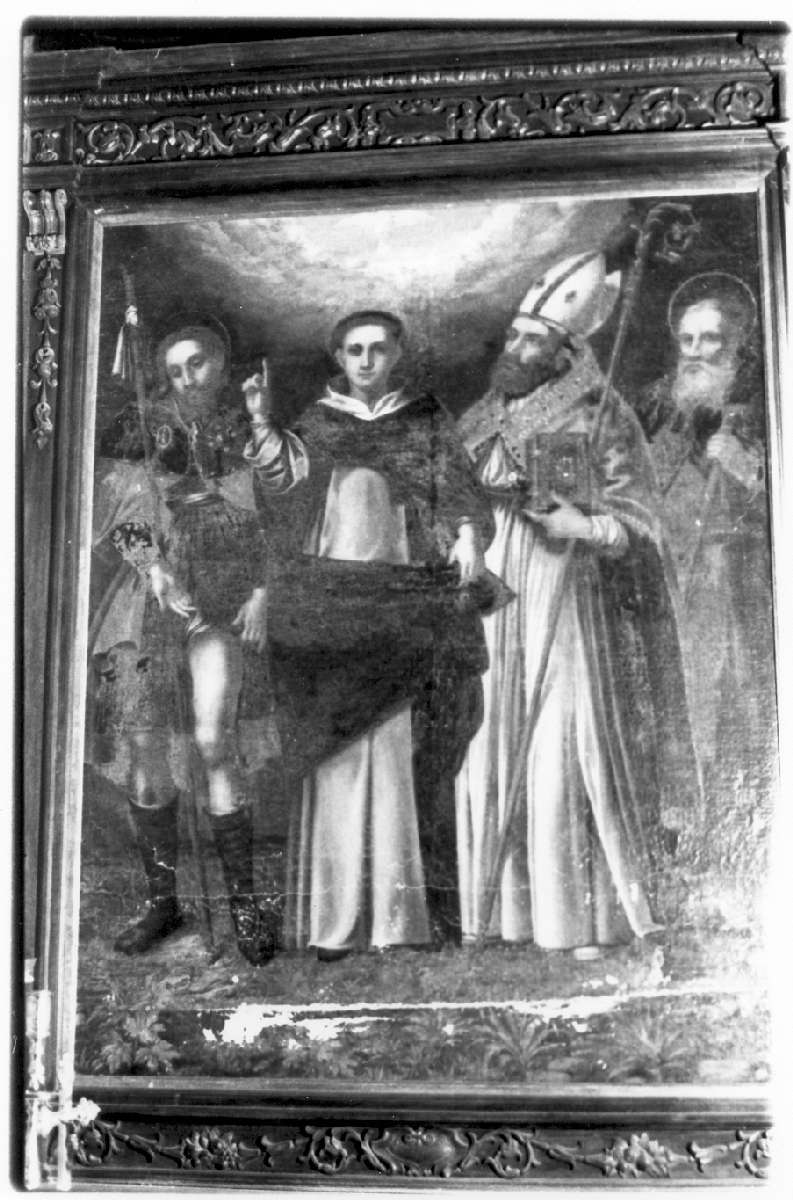 San Rocco, San Vincenzo, Sant' Anastasio, Sant'Antonio Abate (dipinto) - ambito reggiano (sec. XVII)
