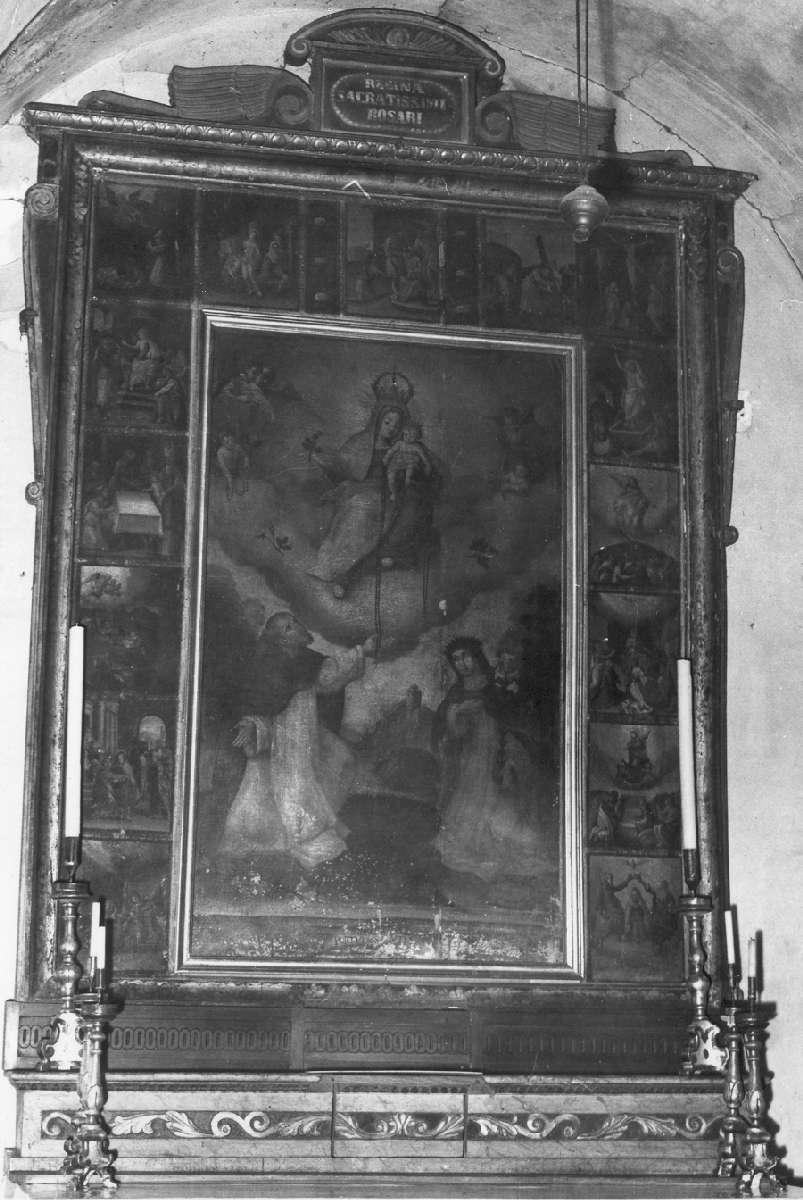 Madonna del Rosario con San Domenico, Santa Caterina da Siena e misteri del Rosario (dipinto) - ambito reggiano (prima metà sec. XVII)