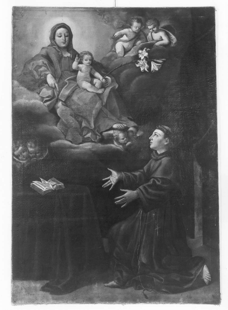 Madonna con Bambino adorati da Sant'Antonio da Padova (dipinto) - ambito emiliano-lombardo (prima metà sec. XVIII)
