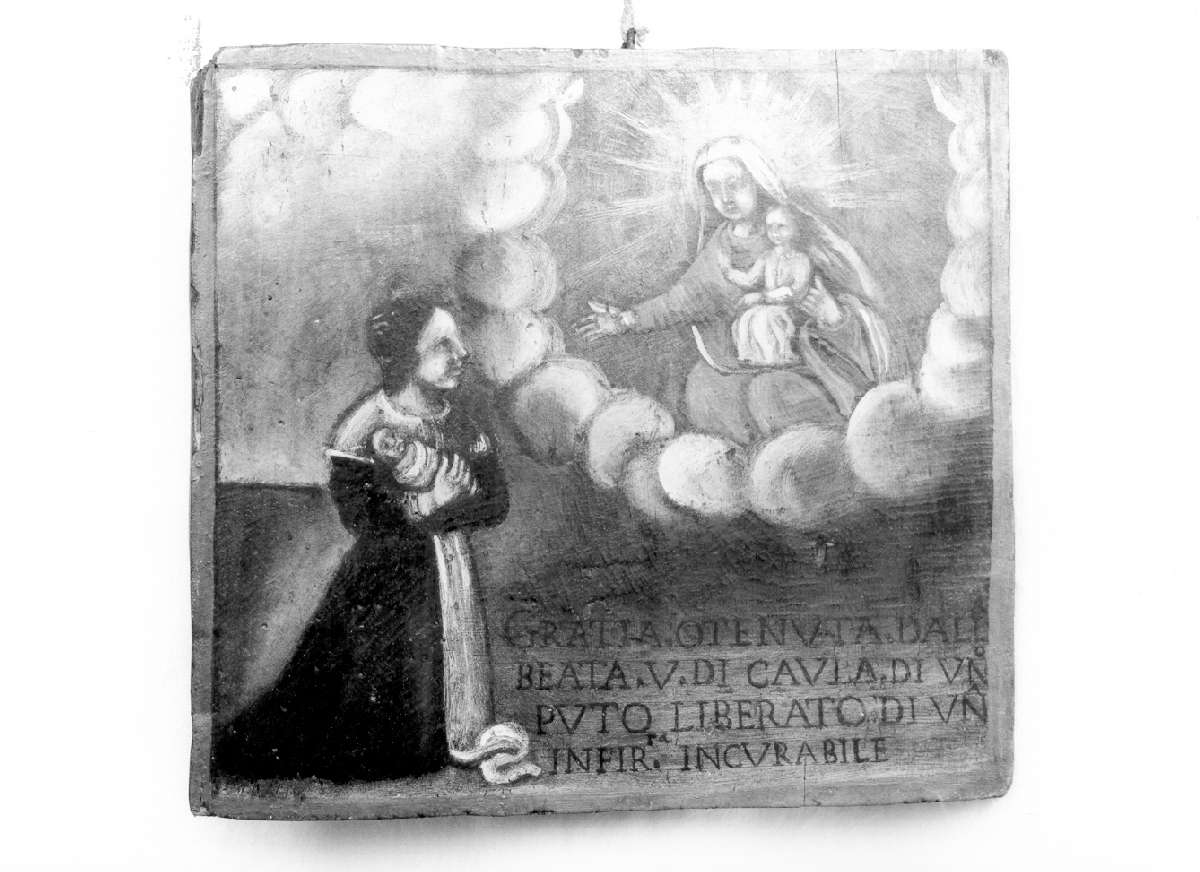 neonato ottiene la grazia dalla Madonna della Neve (ex voto) - ambito reggiano (prima metà sec. XIX)